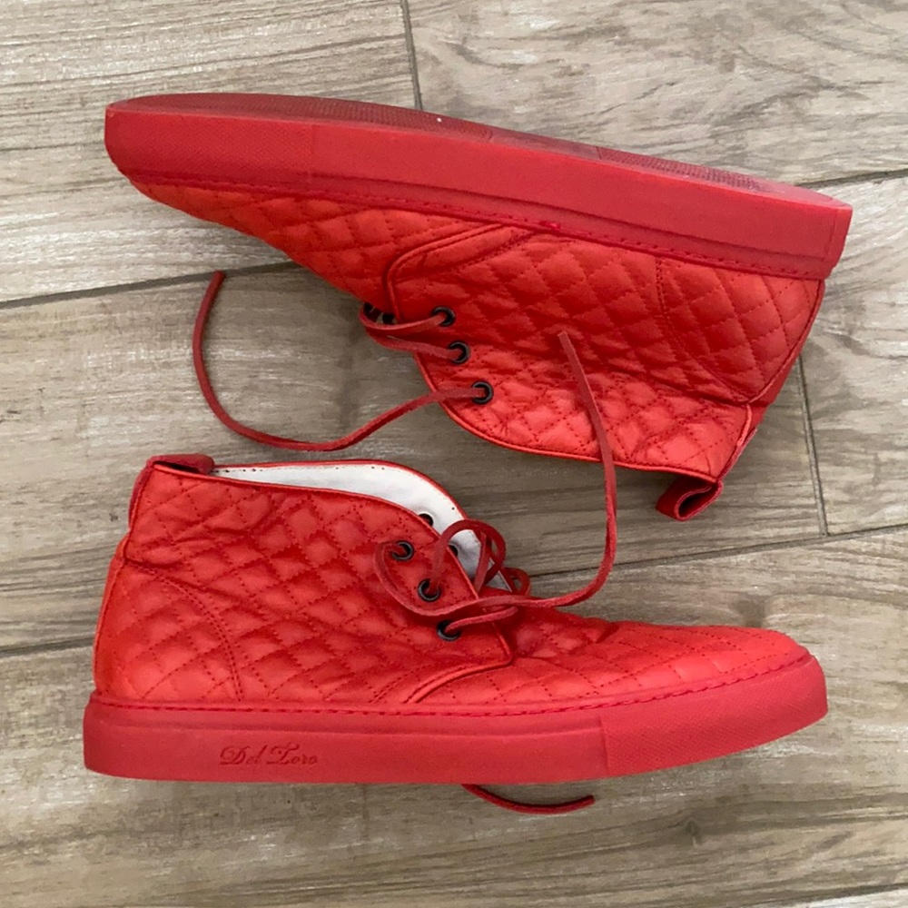 Quilted red leather sneaker size 9
